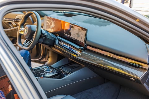 BMW i5 interior carbon fiber trim