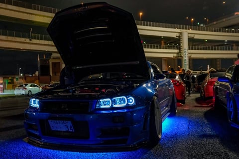 Nissan Skyline GT-R at night car meet
